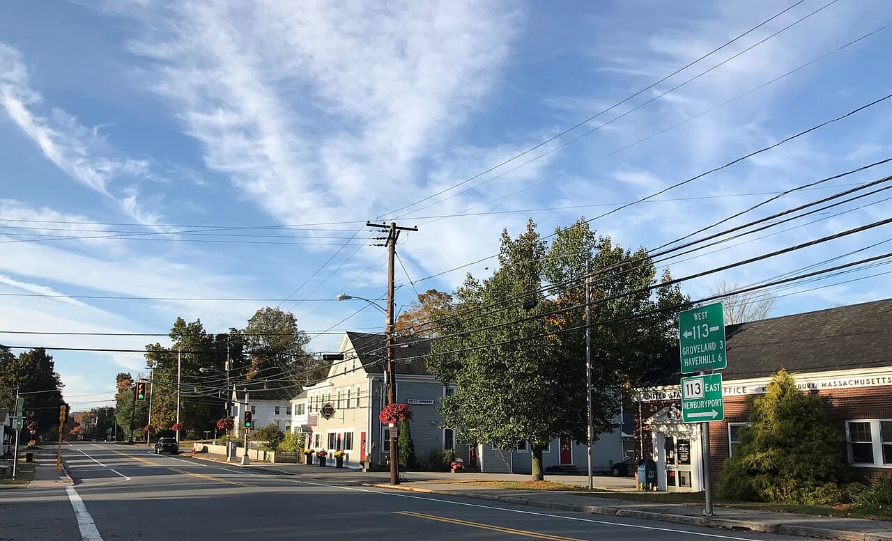 The town center in West Newbury, Massachusetts
