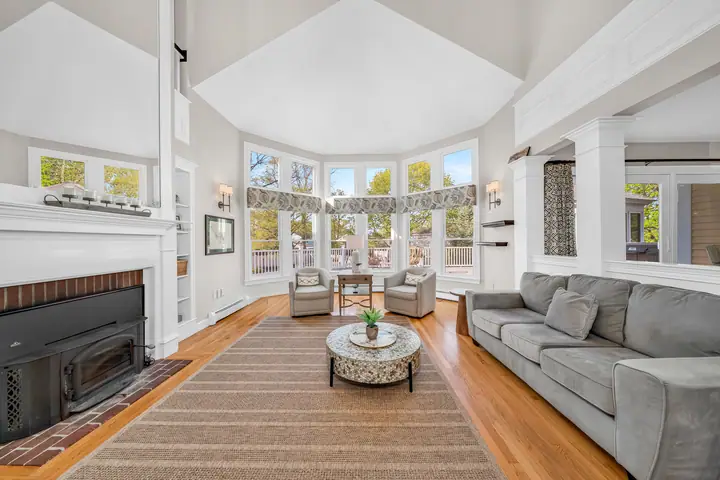 Fireplace and window bay